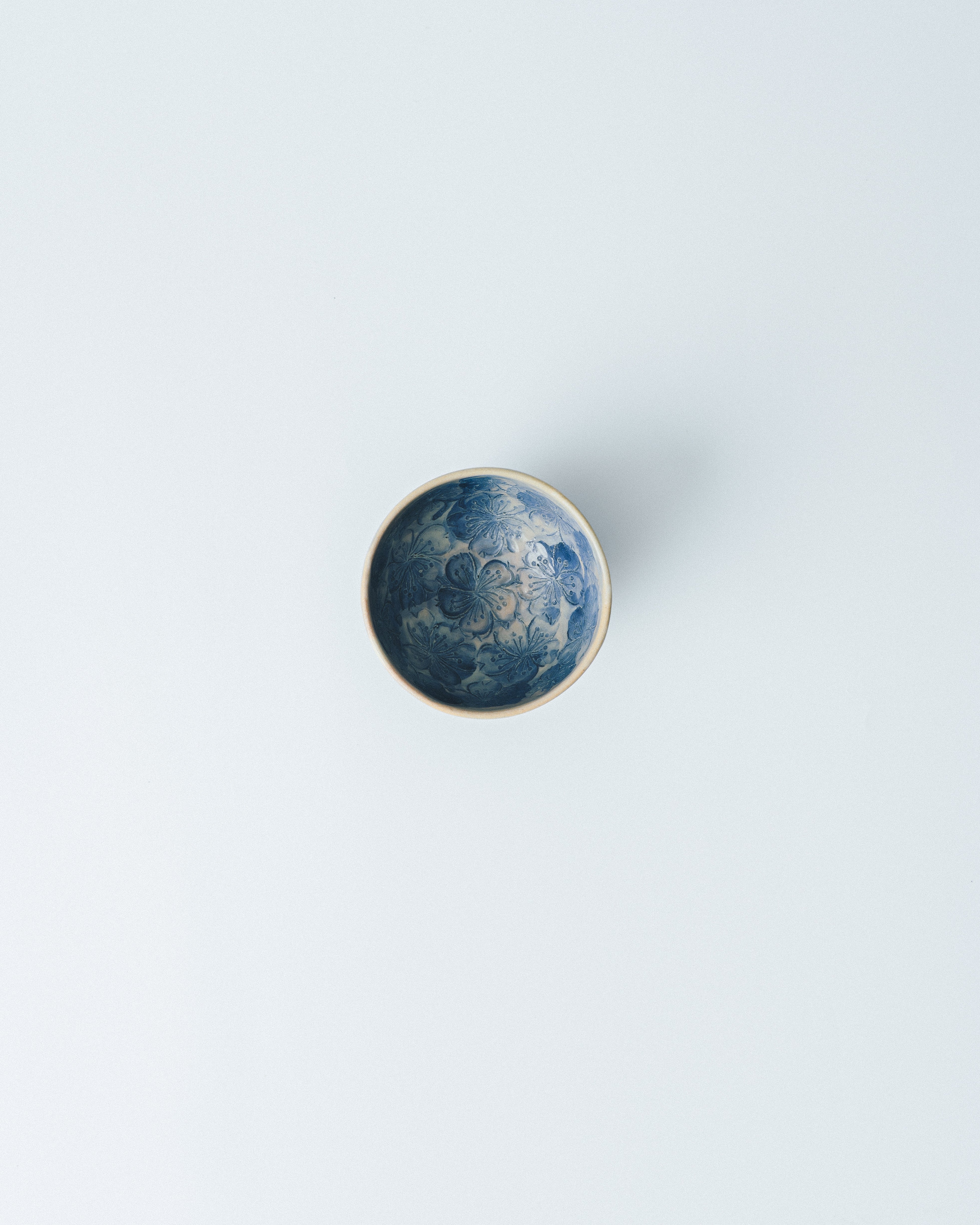 Indigo Cherry Blossom Sake Cup (Guinomi)