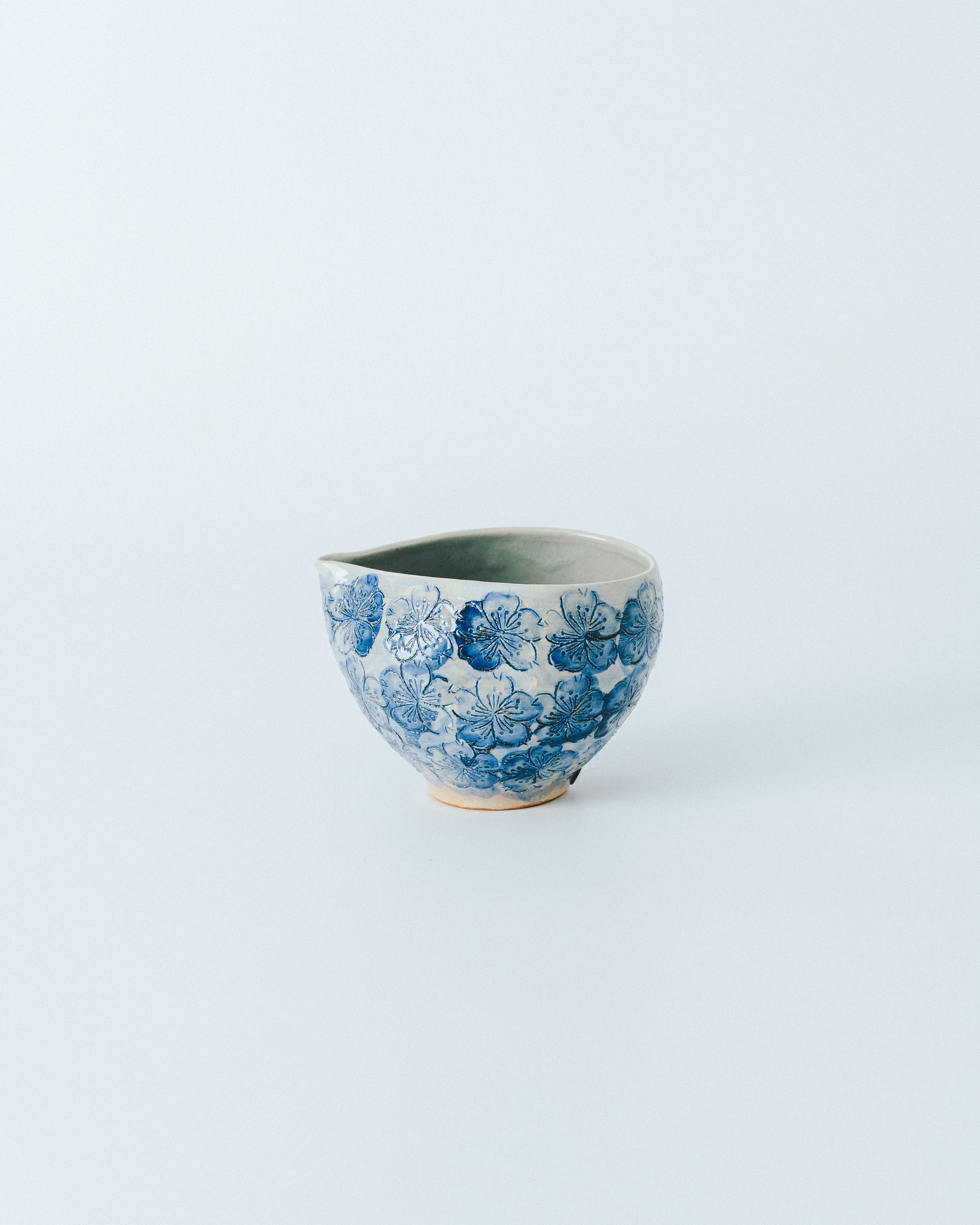 Indigo Cherry Blossom Pouring Cup (Sake Vessel)