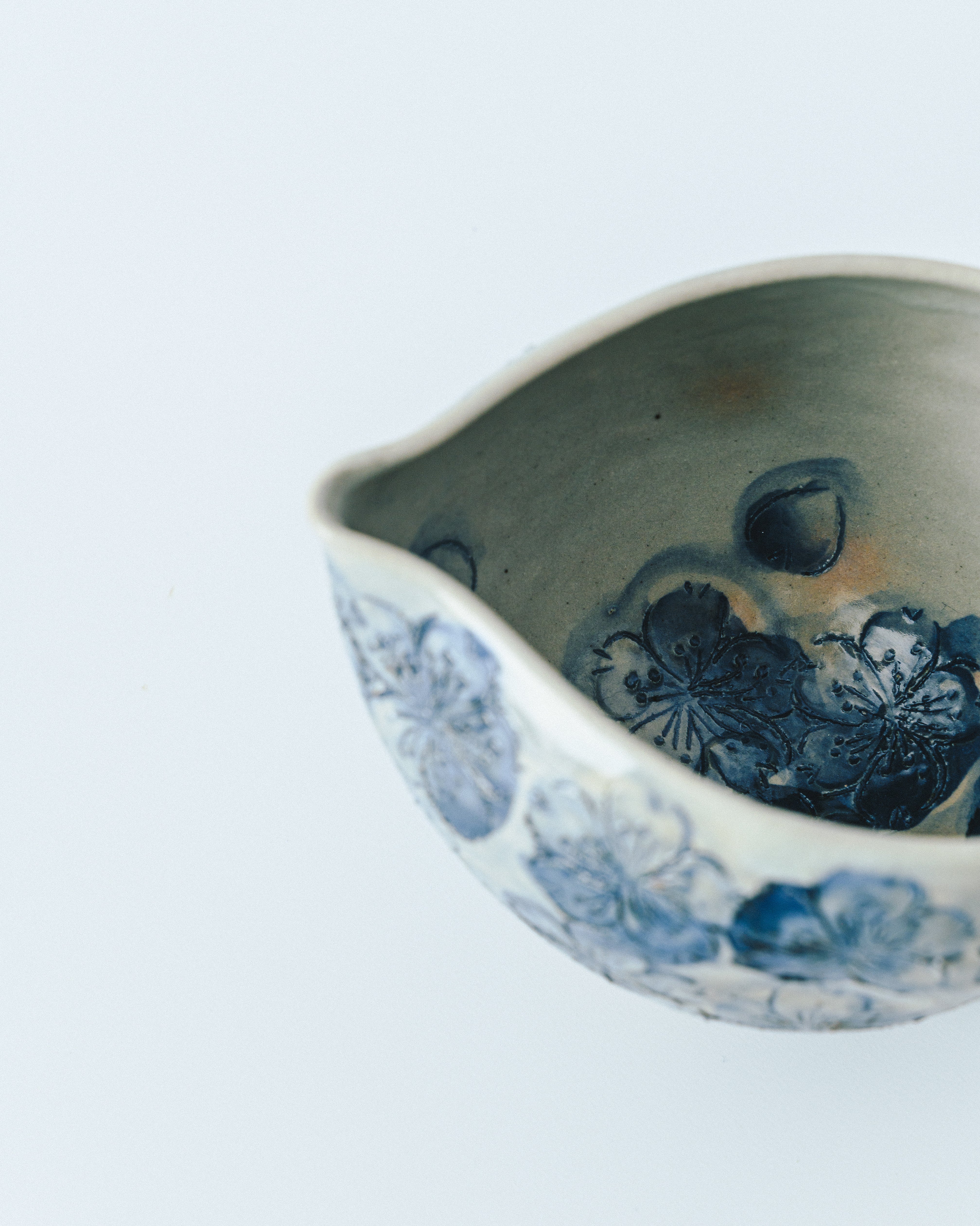 Indigo Cherry Blossom Pouring Cup (Sake Vessel)
